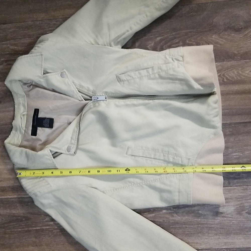 Calvin Klein Jeans Beige Cotton/Viscose Blend Moto Jacket Size XL - Picture 5 of 9